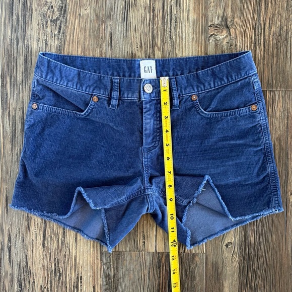 GAP Corduroy Shorts Women’s 4 Ocean Blue Frayed Hem Mid Rise Stretch 3.5” Inseam - Picture 5 of 12